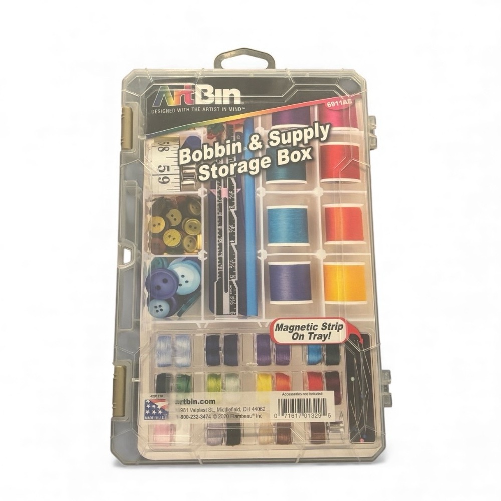 New Bobbin And Supply Storage Box With Magnetic Strip On Tray